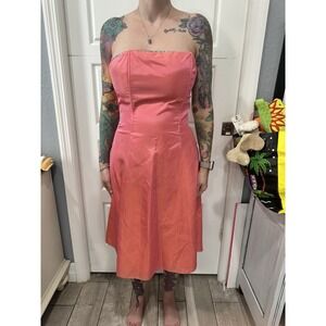 Jessica McClintock Gunne Sax Y2K 2000 Peach‎ Satin Strapless Dress 5